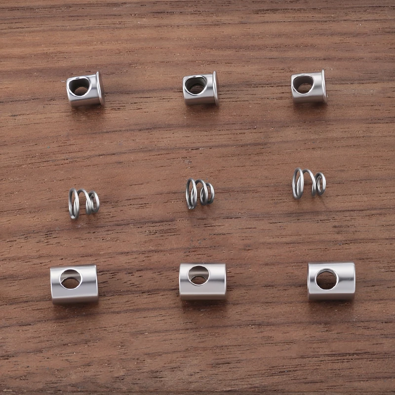 Stainless Steel Single Hole Cord Lock Clamp Stopper Spring Toggle Clip for Paracord Rope Lanyard Drawstring Bag Shoelace