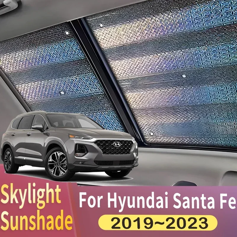 

Солнцезащитный козырек на крыше подходит для Hyundai Santa Fe TM 2019 ~ 2023 2021 2022 MK4, автомобильный панорамный тепловой экран на крыше, солнцезащитный козырек с защитой от УФ-лучей