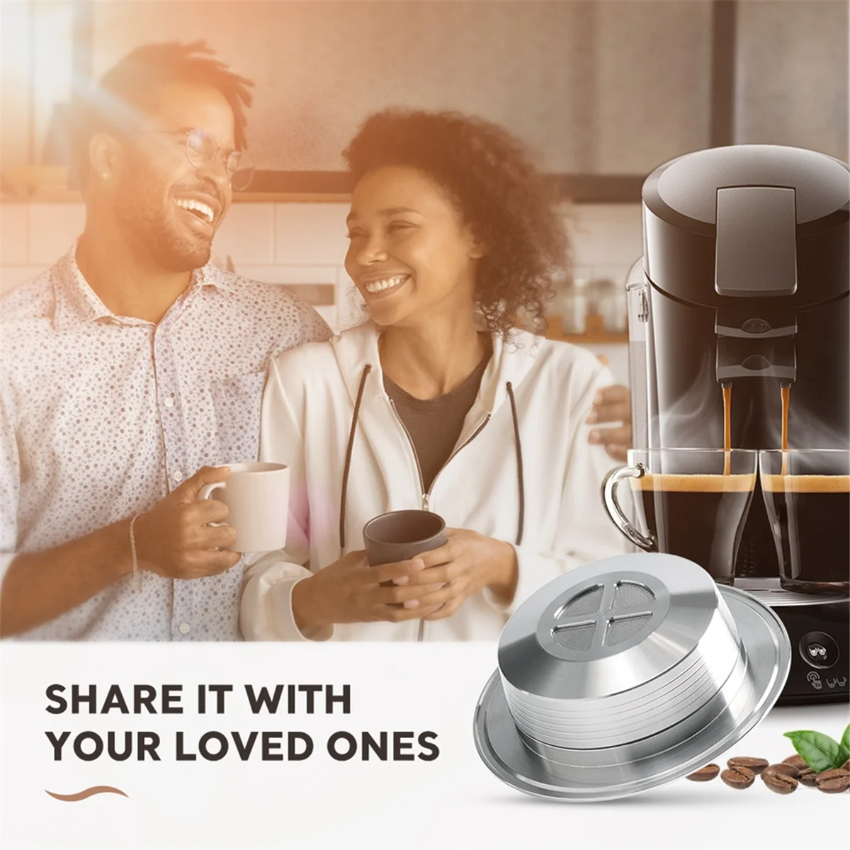 A58E-Stainless Steel Reusable Coffee Capsule Pods for Philips Senseo HD7801 Machine Coffee Maker Espresso Filter Metal Tamper