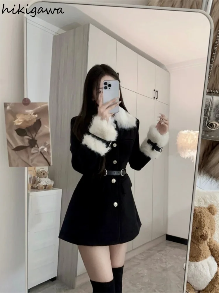 Winter Wool Coat Women Clothing Slim Waist Patchwork Woolen Outwear 2023 Ropa Mujer Thicked Warm Fashion Korean Jackets Tops