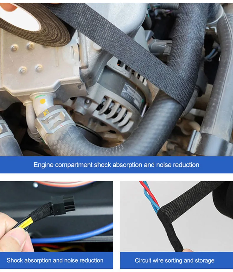 Klebeband für Kabelbaum-Klebeband für Kfz-Kabelbaum, Geräuschreduzierung, hitzebeständig, flammhemmendes elektrisches Schutzband – Detail 6
