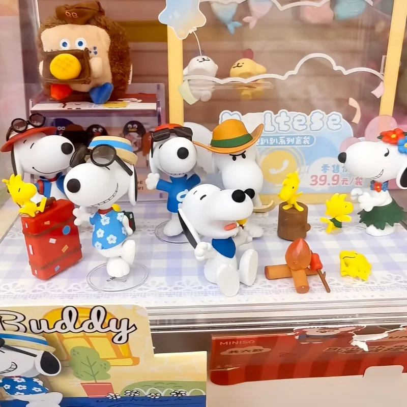 

Новый оригинальный арахис аниме слепая коробка Snoopy Travel Partner серии Kawaii фигурка настольный декор орнамент игрушка коллекционные подарки