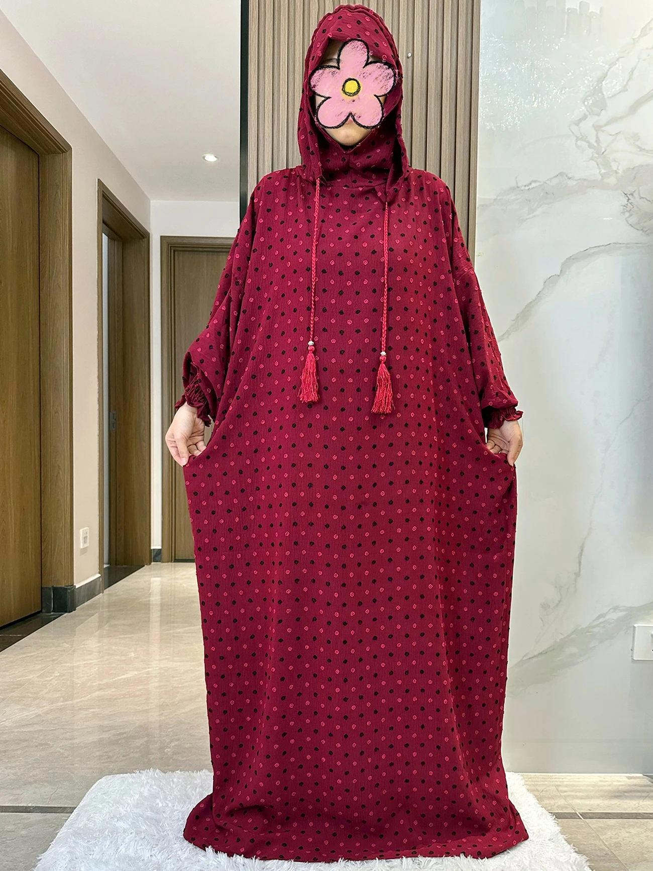 New Ramadan Muslim Two Hat Abaya Dubai Turkey Islam Prayer Garment Twin Color Solid Cotton Dress Islam Women Dress Kaftan