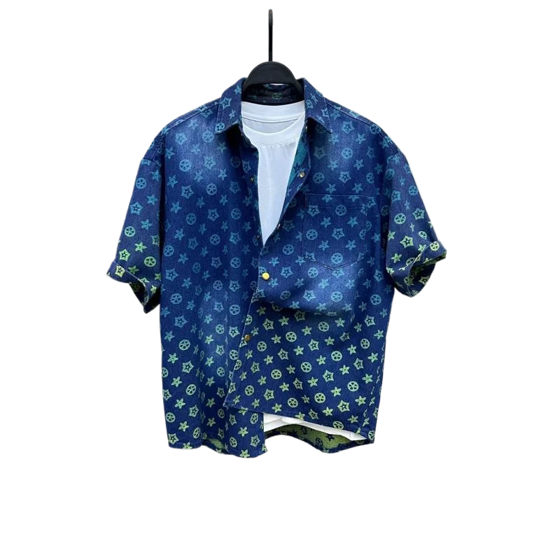 2025 Summer New Trendy Casual Shirt Short Sleeved Men's Fashionable Loose Design Versatile Niche Top Men