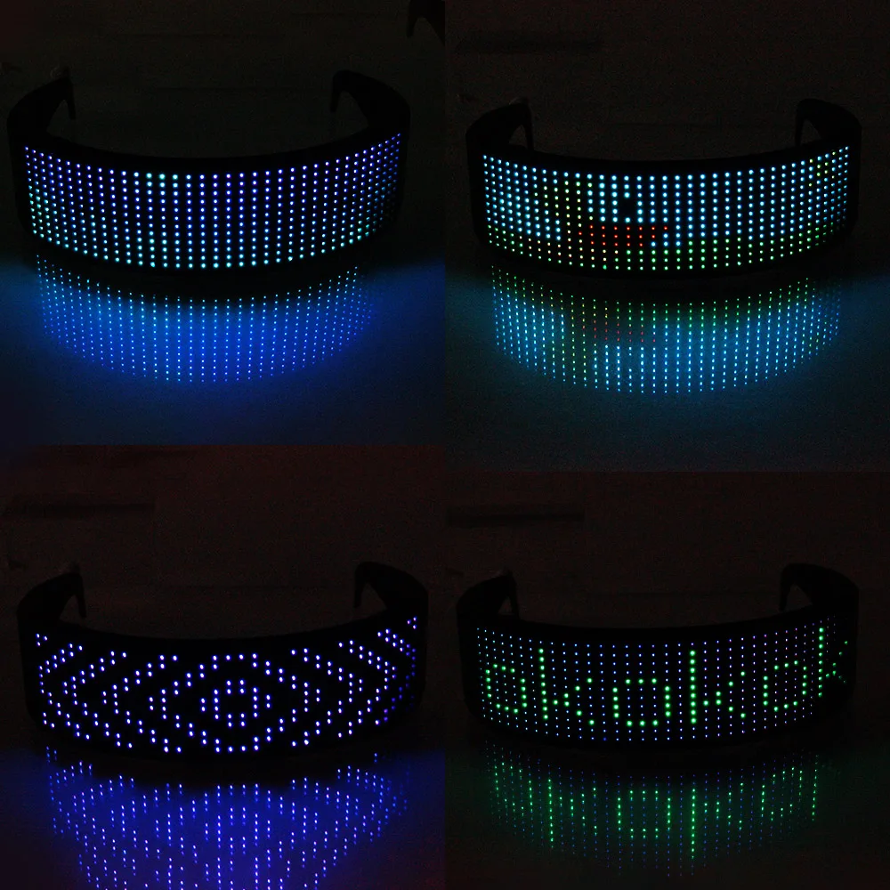 Electronic Light Up Visor Luminous Glasses Futuristic Eyewear Bluetooth LED Prop For Party Bar Festival Performance