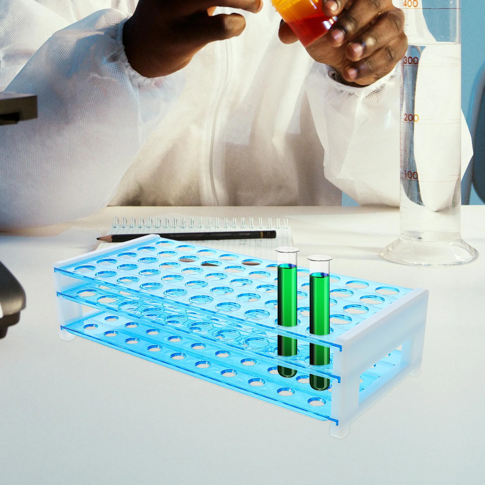 

Test Tube Rack Laboratory 50 Holes Large Capacity Durable Tube Holder for Science Experiment Storage and Organization
