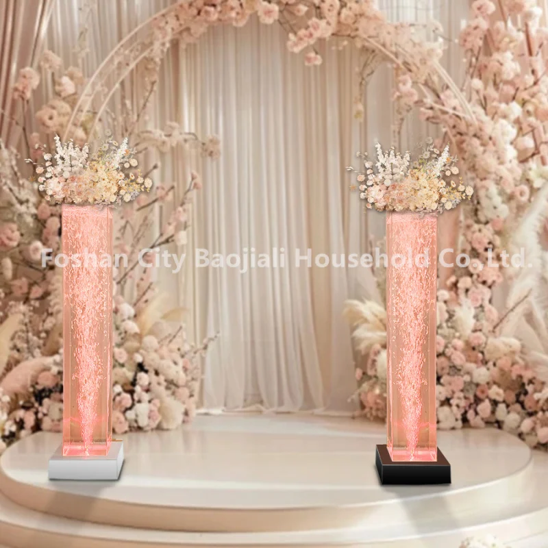 Customized. romantic wedding corridor decorations Led color changing dancing fountain bubble flowers column lamp light dec