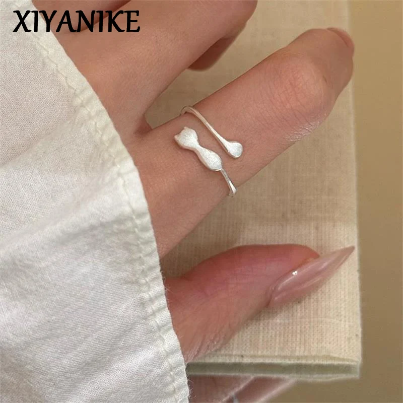 XIYANIKE Cute Matte Frosted Cat Adjustable Finger Rings For Women Girl Fashion New Trendy Jewelry Accessories Gift Party кольца