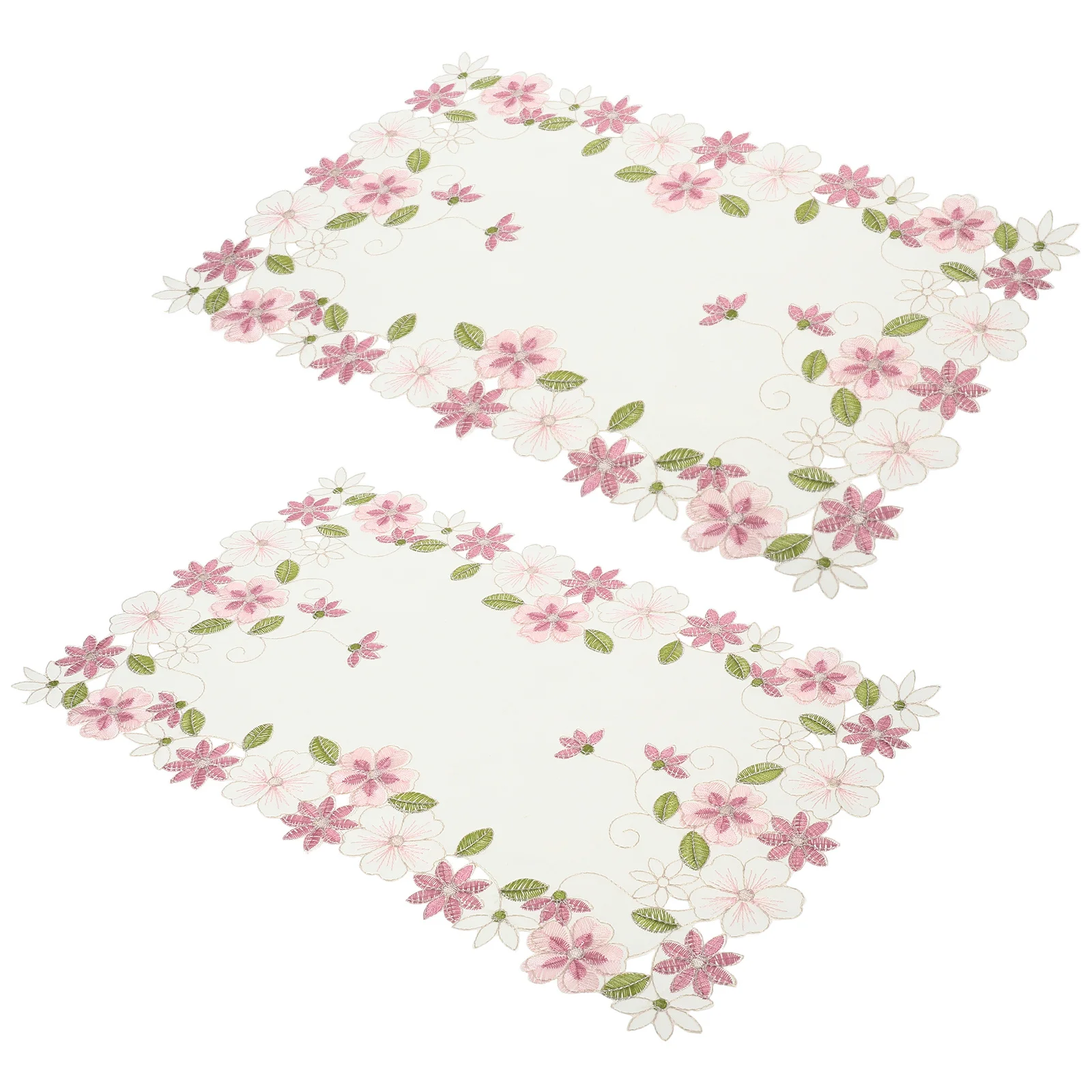 

2Pcs European Rustic Embroidered Tablecloth Placemats Set Hollow Satin Design Kitchen Dining Family Weddings Decorative Cover