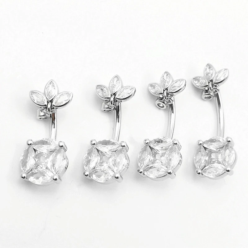 MIQIAO Belly Button Rings Piercing Belly Button Bar Body Jewelry Real Silver 925 Sexy Woman Decoration