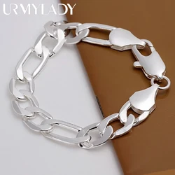 top quality beautiful 925 Sterling Silver Bracelet Jewelry fashion charm Men Women Chain 6/8/10/12MM Bracelets noble nice link