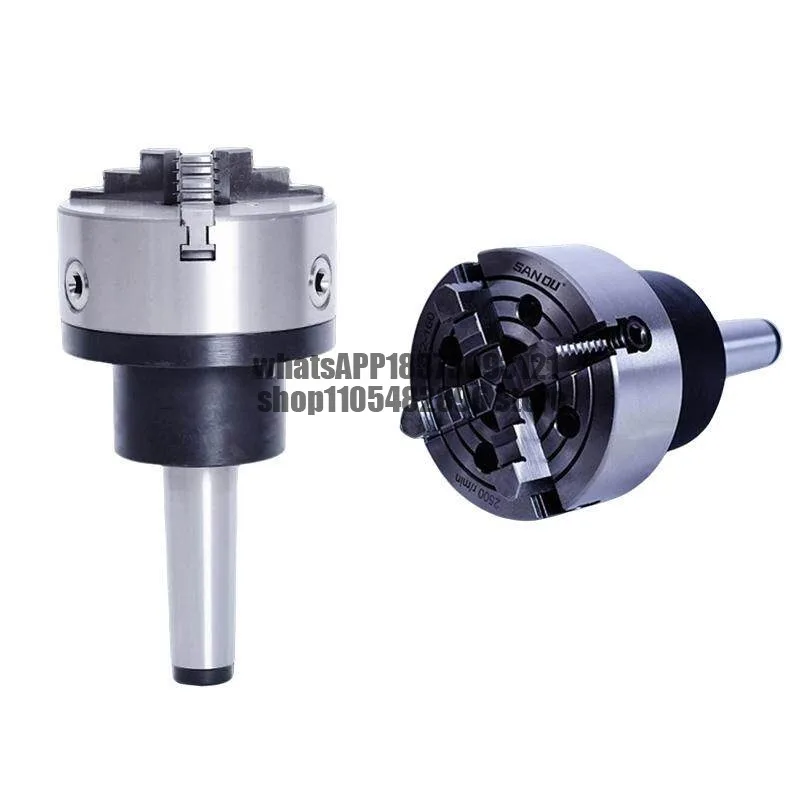 Rotary chuck 3/4/5/No. 6 taper handle flange three-jaw four-jaw fixed lathe tail seat fixed chuck