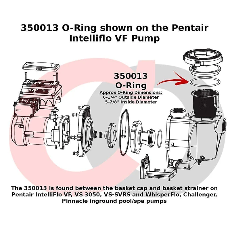 The Replacement O-ring for the Swimming Pool Pump Cover is Suitable for WhisperFlo Pinnacle Pentair 350013 O-318