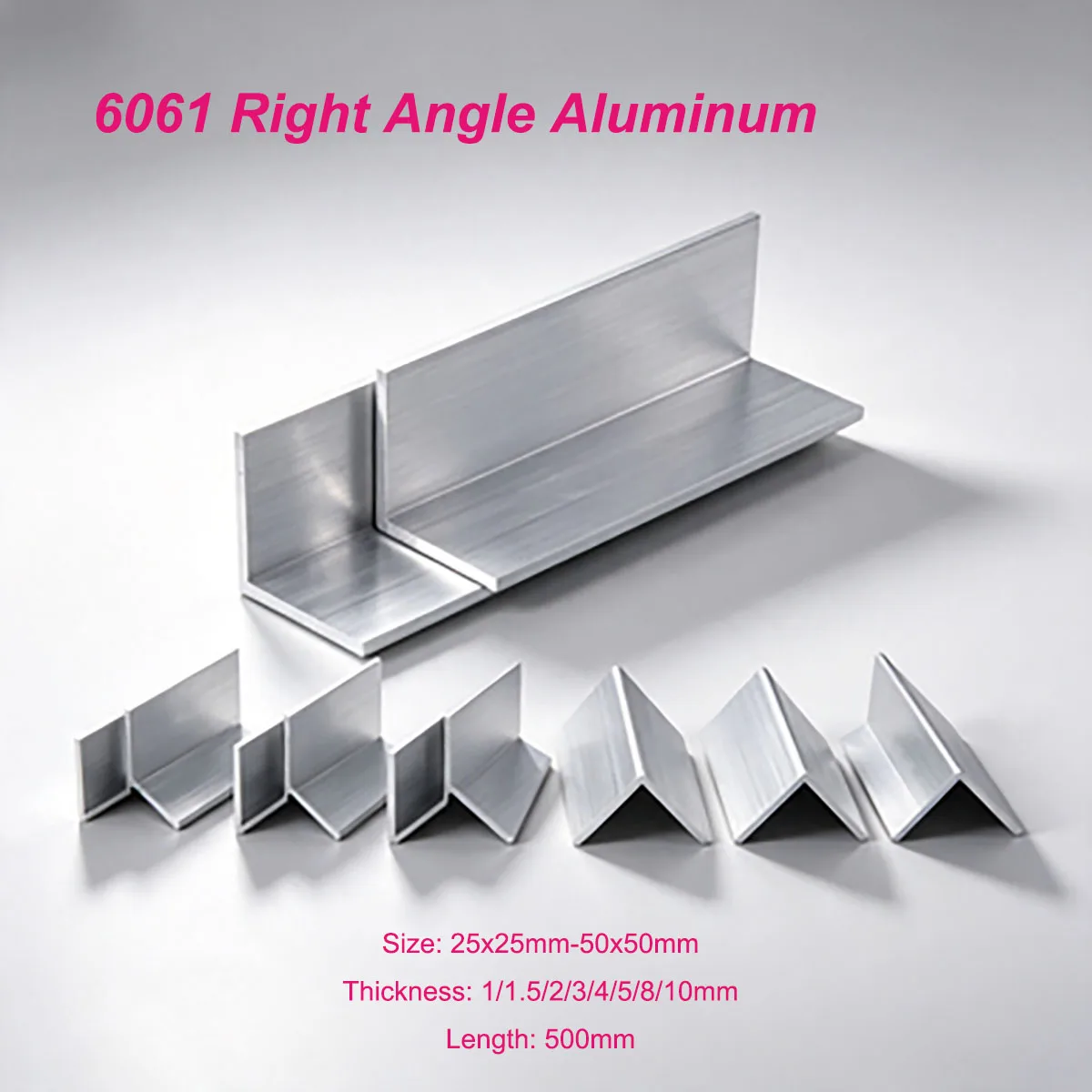 Right Angle Aluminum L-Shaped Trim Strip 6061 Aluminum Alloy Aluminum Edging Triangle Profile 90 Degree Angle Length 50mm