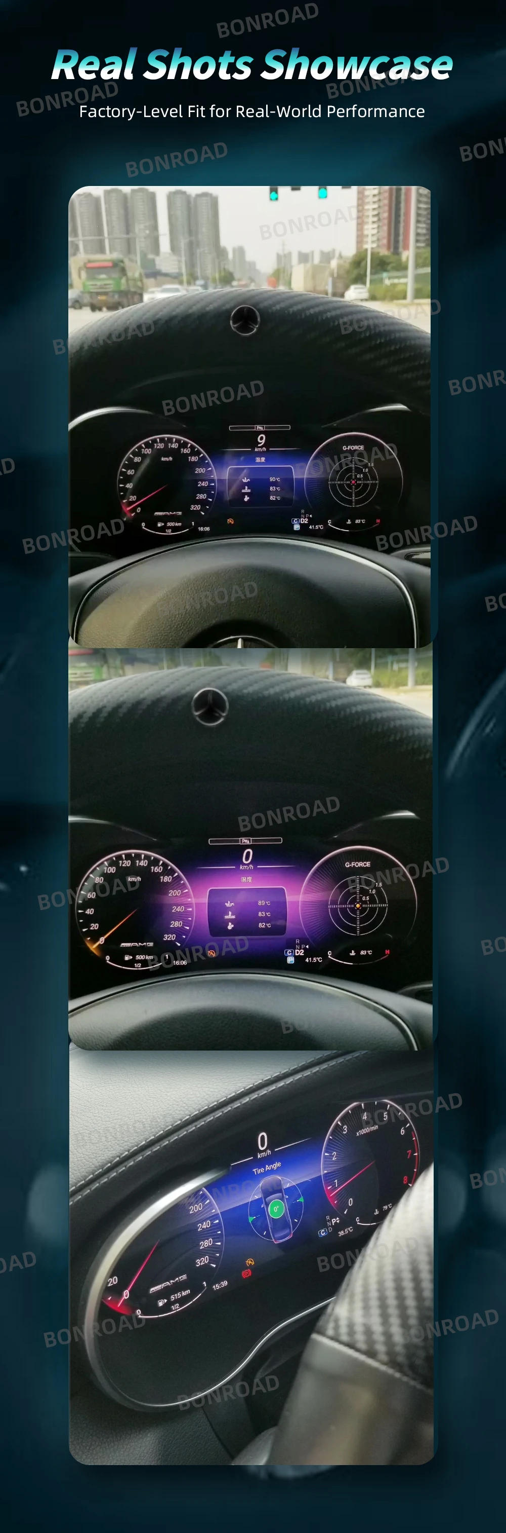 BONROAD 12,3'' Digitales Auto-Armaturenbrett für Benz C-Klasse GLC W205 W253 2015-2018 Tachometer Virtuelles Cockpit Instrumentencluster – Detail 8