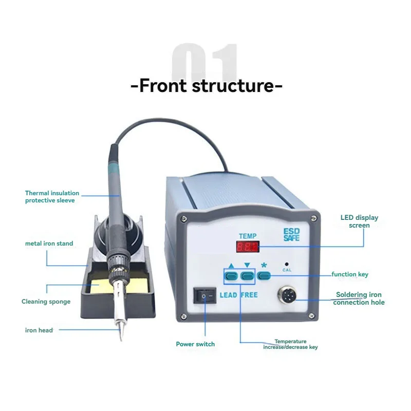 150W High Frequency Digital Display Soldering Station, Anti-Static Adjustable Temperature Electric Soldering Iron Industrial gra
