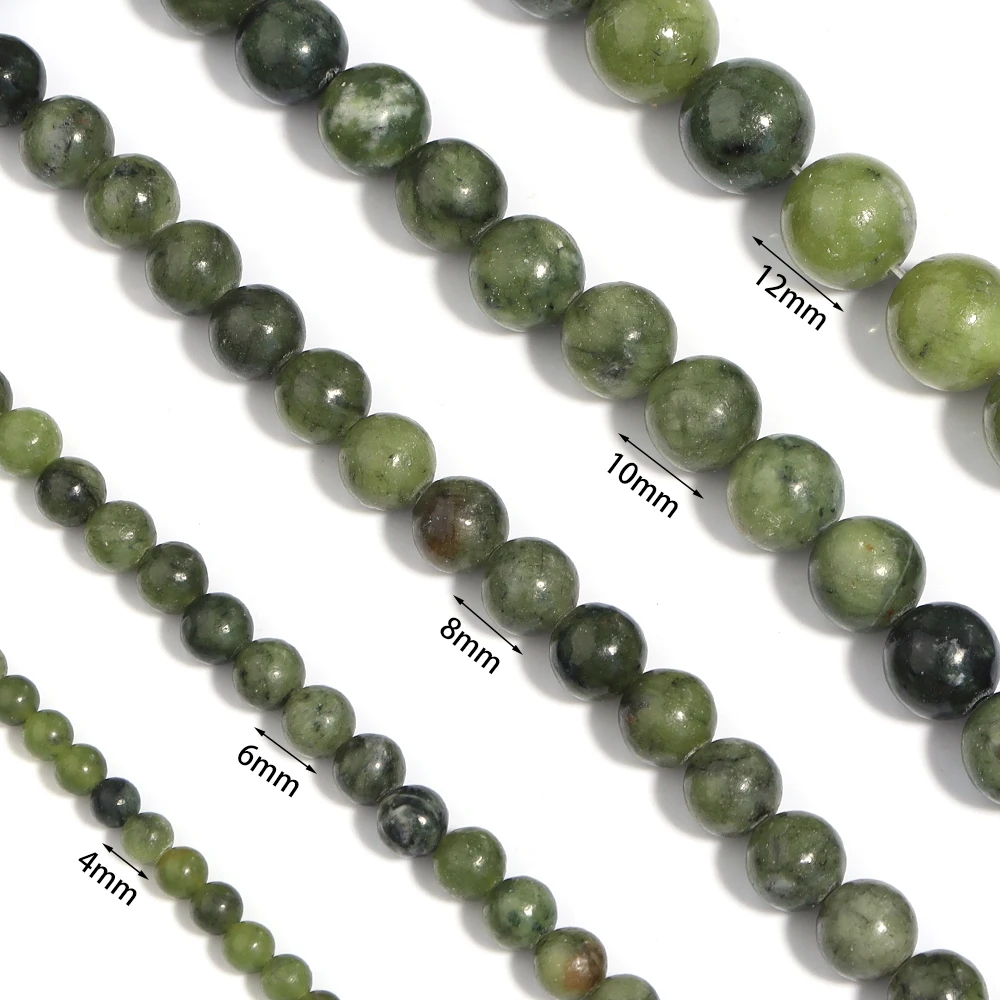 SAUVOO Natural Stone Beads Green Southern Jade Stone Beads Green Southern Jade Stone Beads For Jewelry Making Bracelet Necklace