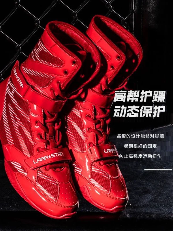 Boxing Shoes Grip Turning Wear-resistant Mid-calf Training and Competition Professional and Weightlifting Shoes