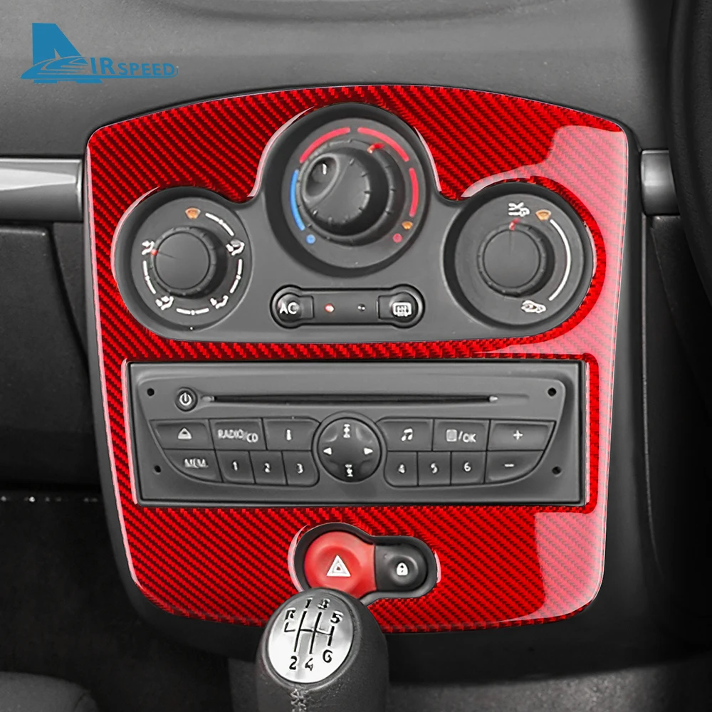 Echter weicher Carbonfaser-Aufkleber für Renault Clio 3 2006 2007 2008 2009 2010 2011 2012, Auto-CD-AC-Panel-Innenzubehör