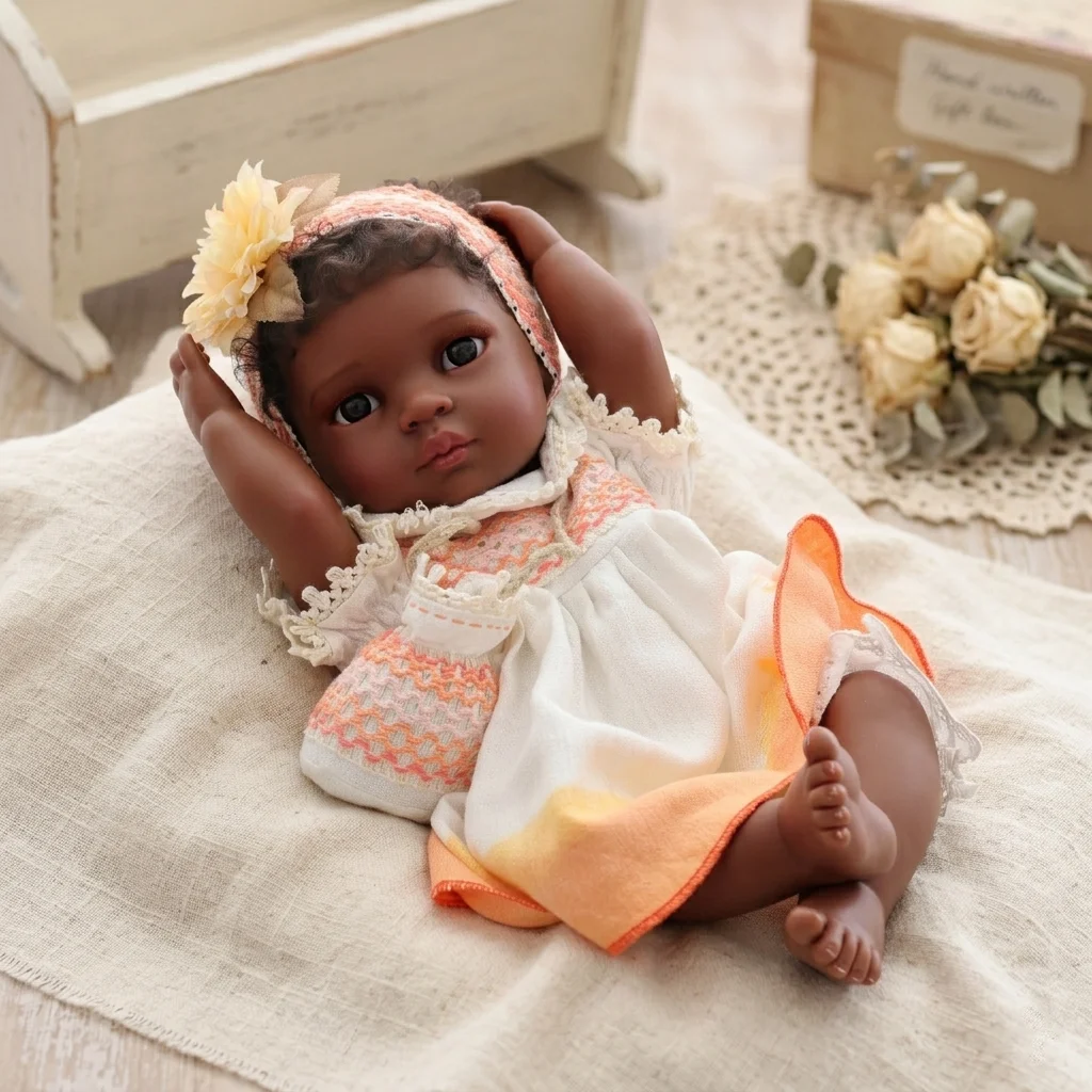

Cloveray 20inch Reborn Baby Doll Dark Skin Girl Doll Washable Bebe Reborn Full Vinyl Lovely Girl Collectible Art Christmas Doll