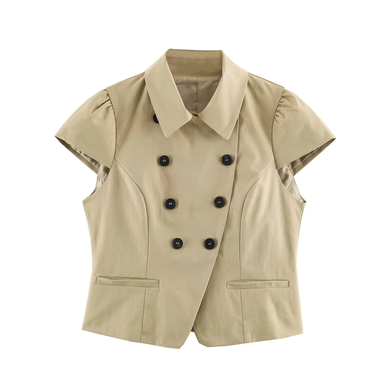 2026 Summer New Women's Fashion Spicy Girl Style Loose Collar Double Row Button Short Shirt Coat