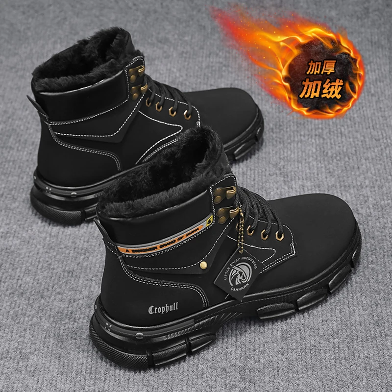 الرجال أحذية من الجلد عالية أعلى الأحذية موضة دراجة نارية حذاء من الجلد الرجال الشتاء أحذية أحذية رجالي الدانتيل متابعة بوتاس Hombre الشتاء Hot البيع #4