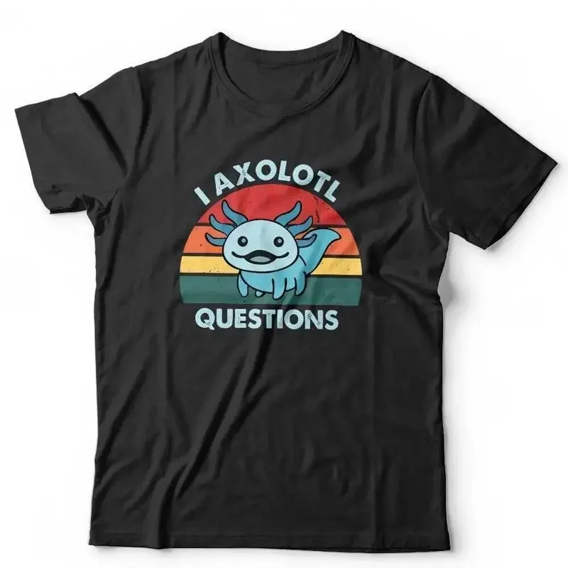 I Axolotl Questions T Shirt Kids Funny Animal Lover Cute Retro Vintage