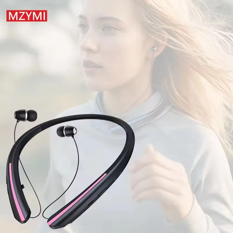 MHX801 Earphone Tali Leher Headphone In-Ear Nirkabel Speaker Mini Bluetooth Headset Olahraga Tahan Air Peredam Kebisingan dengan Mikrofon