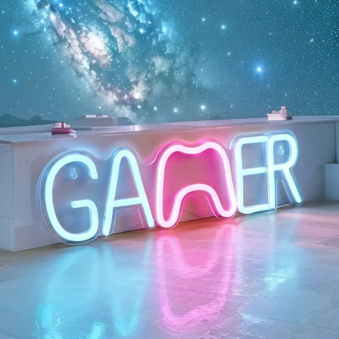Chi-buy LED Neon Gamer Gamepad USB ขับเคลื่อนป้ายนีออนโคมไฟตกแต่งป้ายของขวัญวันเกิด Wall Art สําหรับห้องนอน Bar Shop