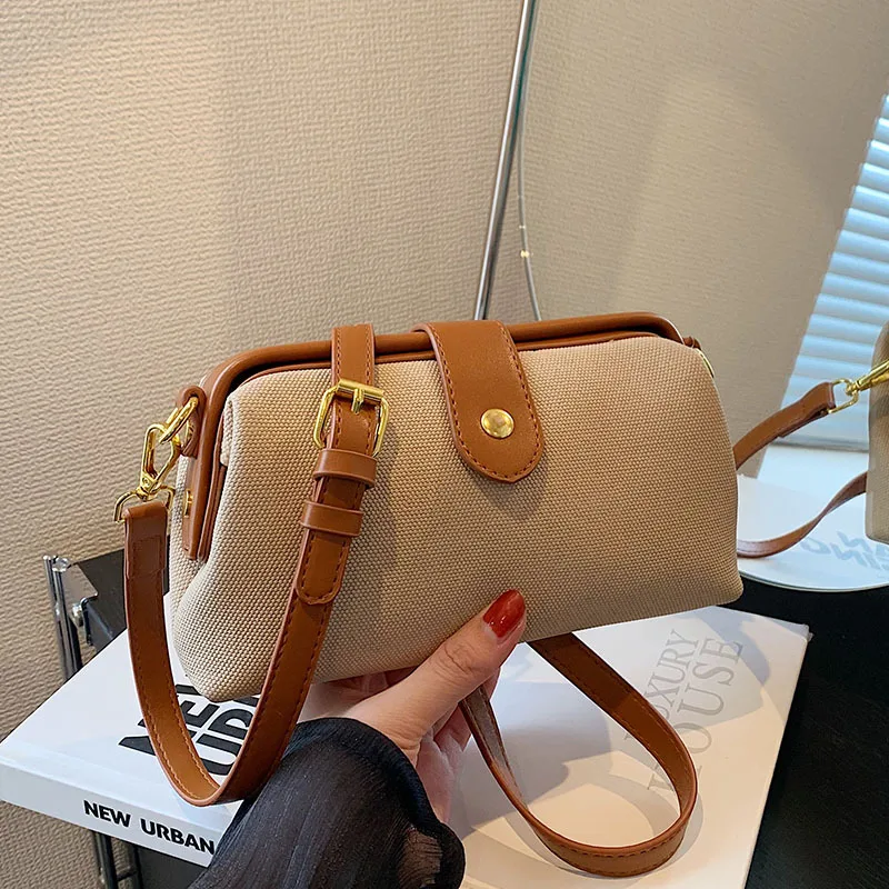 Women Retro Contrast Color Casual Crossbody Small Bag New Texture PU Small Square Bag Simple Unique Versatile Underarm Bag