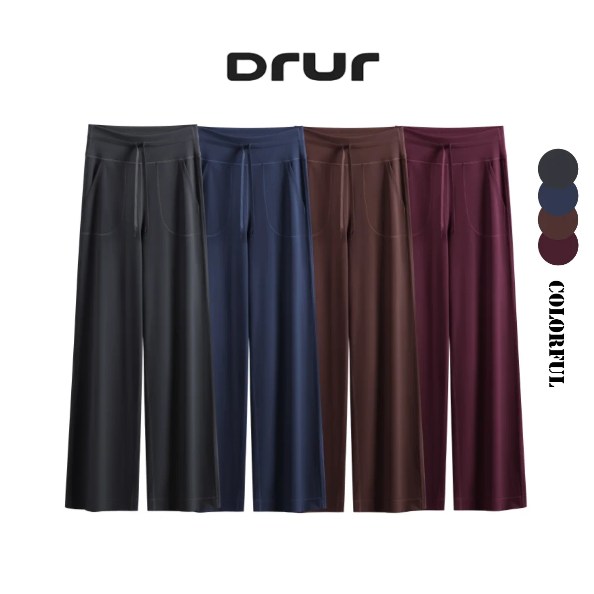 

Женские брюки для йоги DRUR с карманами и широкими штанинами, повседневные свободные спортивные спортивные штаны, брюки с высоким узором для тренажерного зала, пилатеса и отдыха