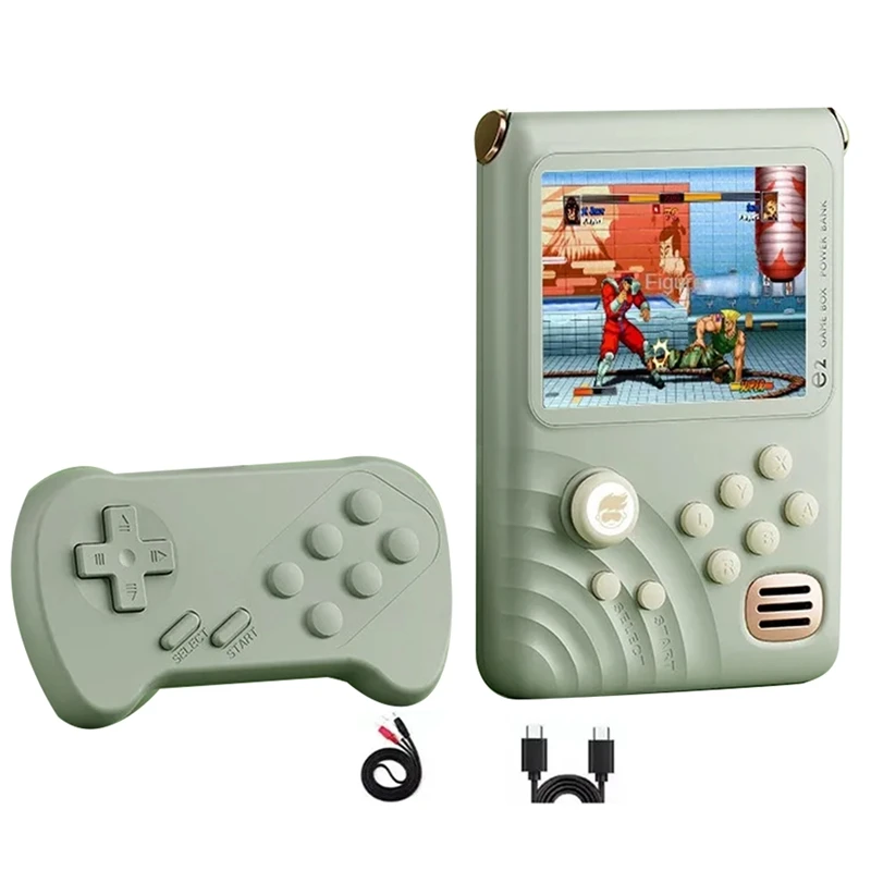 Game Console With Power Bank 3.5-Inch IPS Screen 6000 Mah 16-Bit 10000 Games Arcade Machine-Green Durable Easy To Use