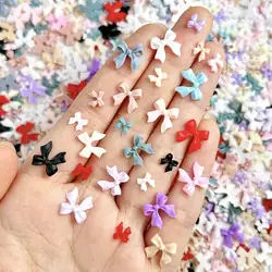 Random Sized Mixed Matte Solid Color Resin Bow Nail Charms 3D Sweet Ribbon Bow Nail Art Decorations Accessories For Manicure DIY