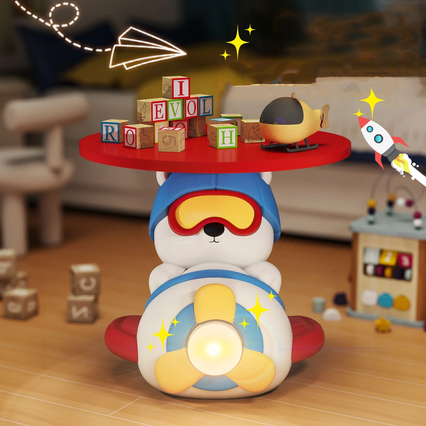 

Домашний декор, статуя медведя в виде самолета, приставной столик, декор пола, мебель для дома, гостиная, креативный круглый чайный столик, детские прикроватные тумбочки