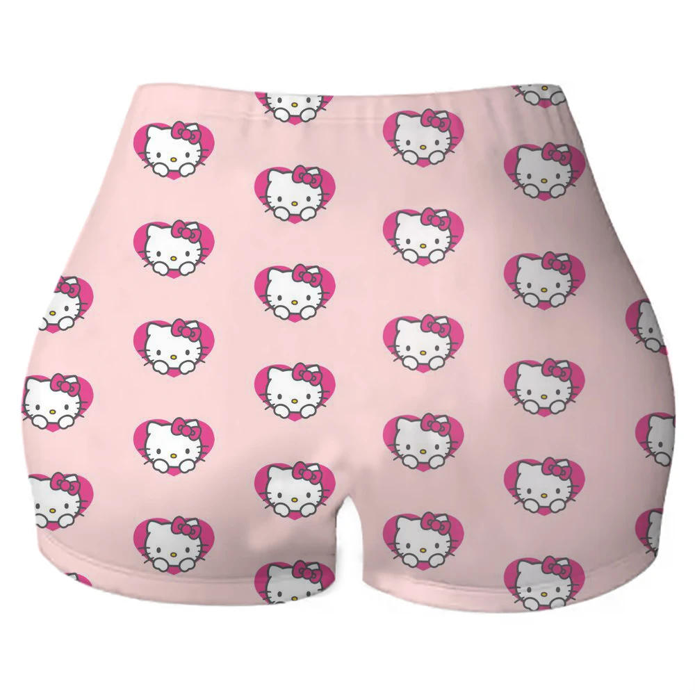 Pantalones cortos de yoga de entrenamiento para mujer Hello Kitty y Dear Daniel Parejas Pantalones cortos de cintura alta Leggings de entrenamiento