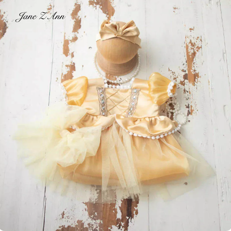 

Тюлевое платье принцессы для новорожденных, комплект одежды для фотосъемки с бантом, повязка на голову, пышное платье для маленьких девочек, студийный реквизит для фотосессии