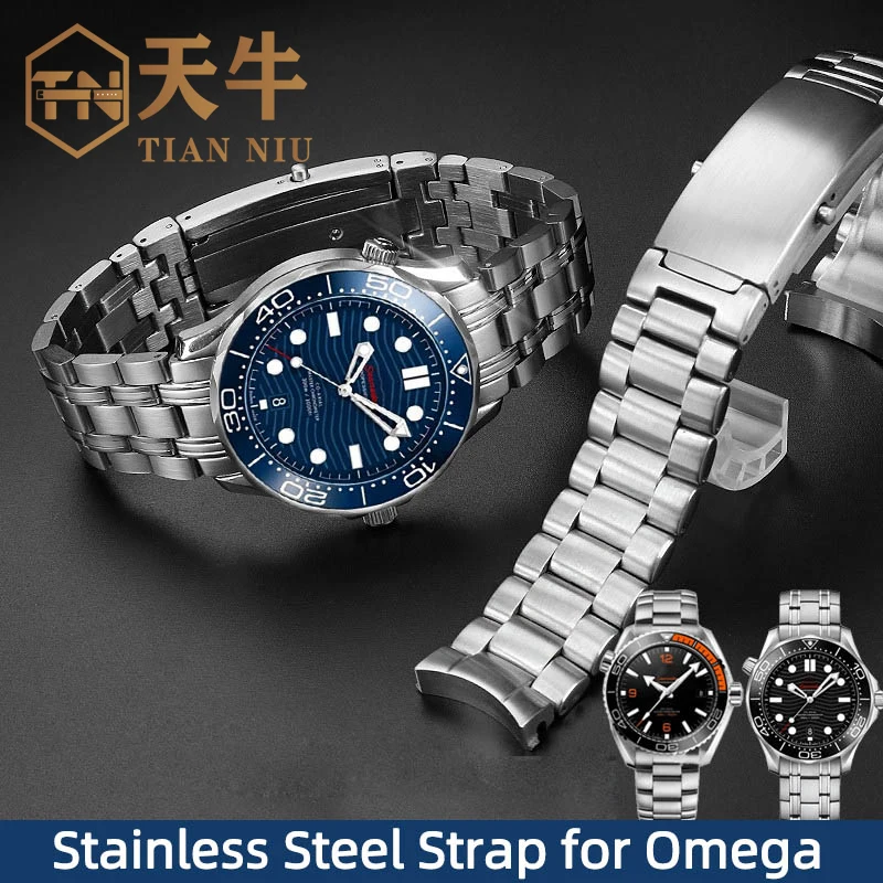 

Ремешок из нержавеющей стали для часов Omega 007 Seamaster, планеты океана, 300 м, аксессуары для мужских часов, 18 мм 20 мм 22 мм