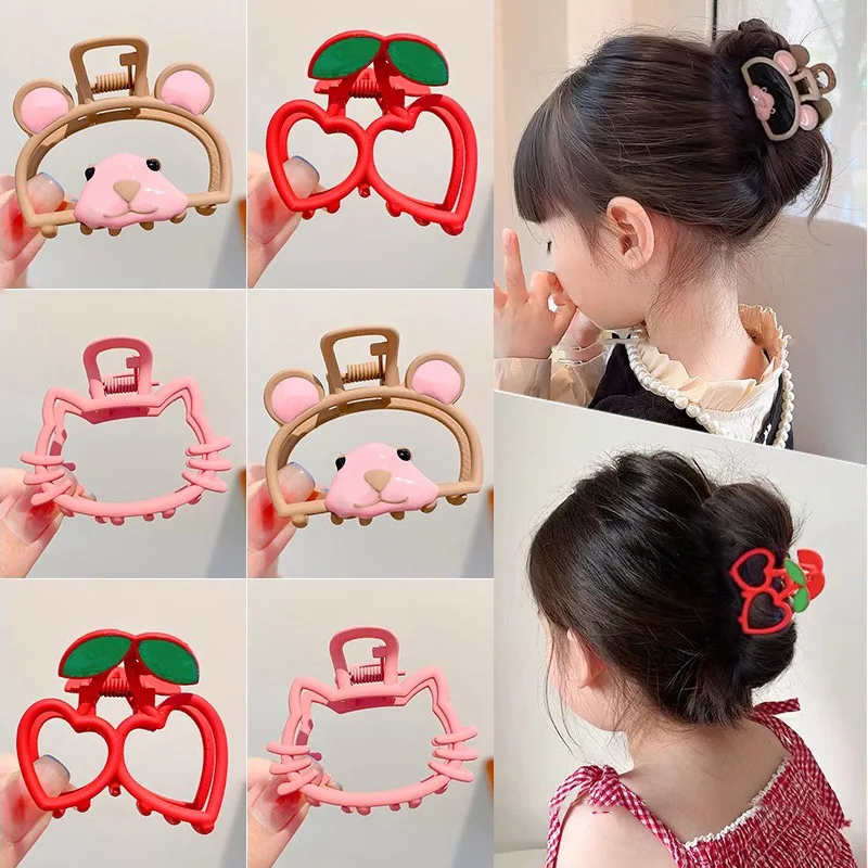 Bear Cherry Cat Hair Clips Hair Accessories Pinzas Para El Cabello Alloy Girls Clips Hair Accessories Trendy Hairpins Head Wear