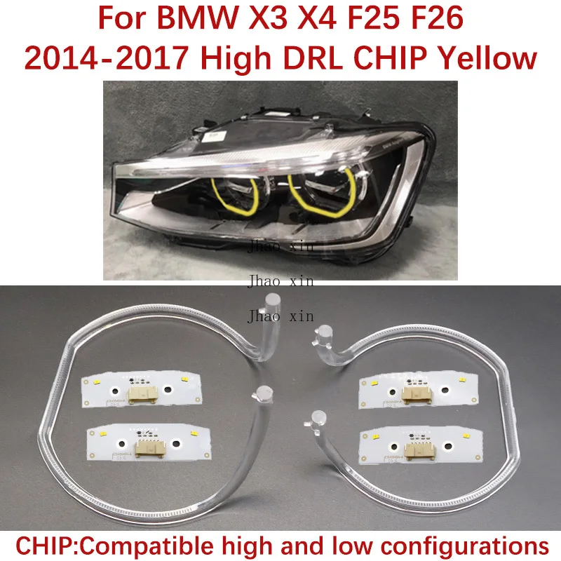 

Автомобильные фары DRL CHIP лимонно-желтые подходят для BMW X3 X4 F25 F26 дневные ходовые огни 2014-2017 светодиодный модуль балласта «ангельский глаз»