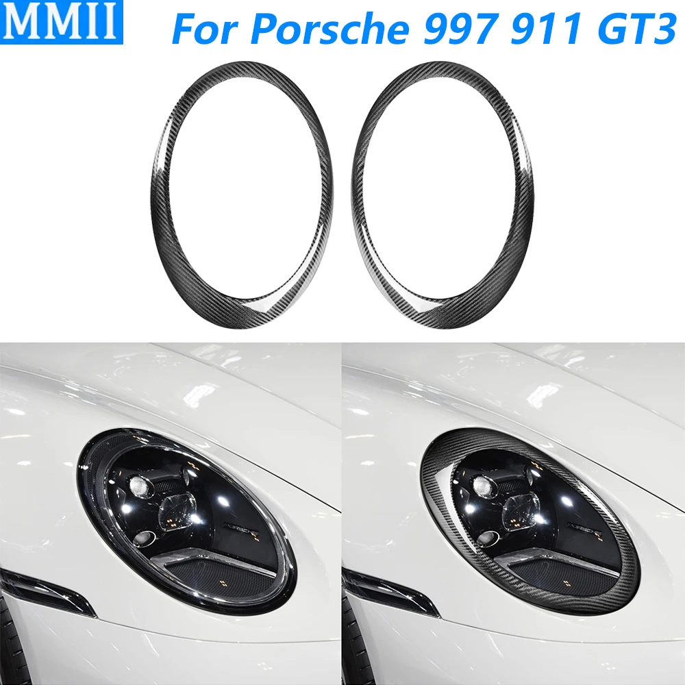 

Настоящая сухая крышка для фар из углеродного волокна для Porsche 997 911 Carrera GT3 2005-2011, модификация украшения автомобиля, аксессуары