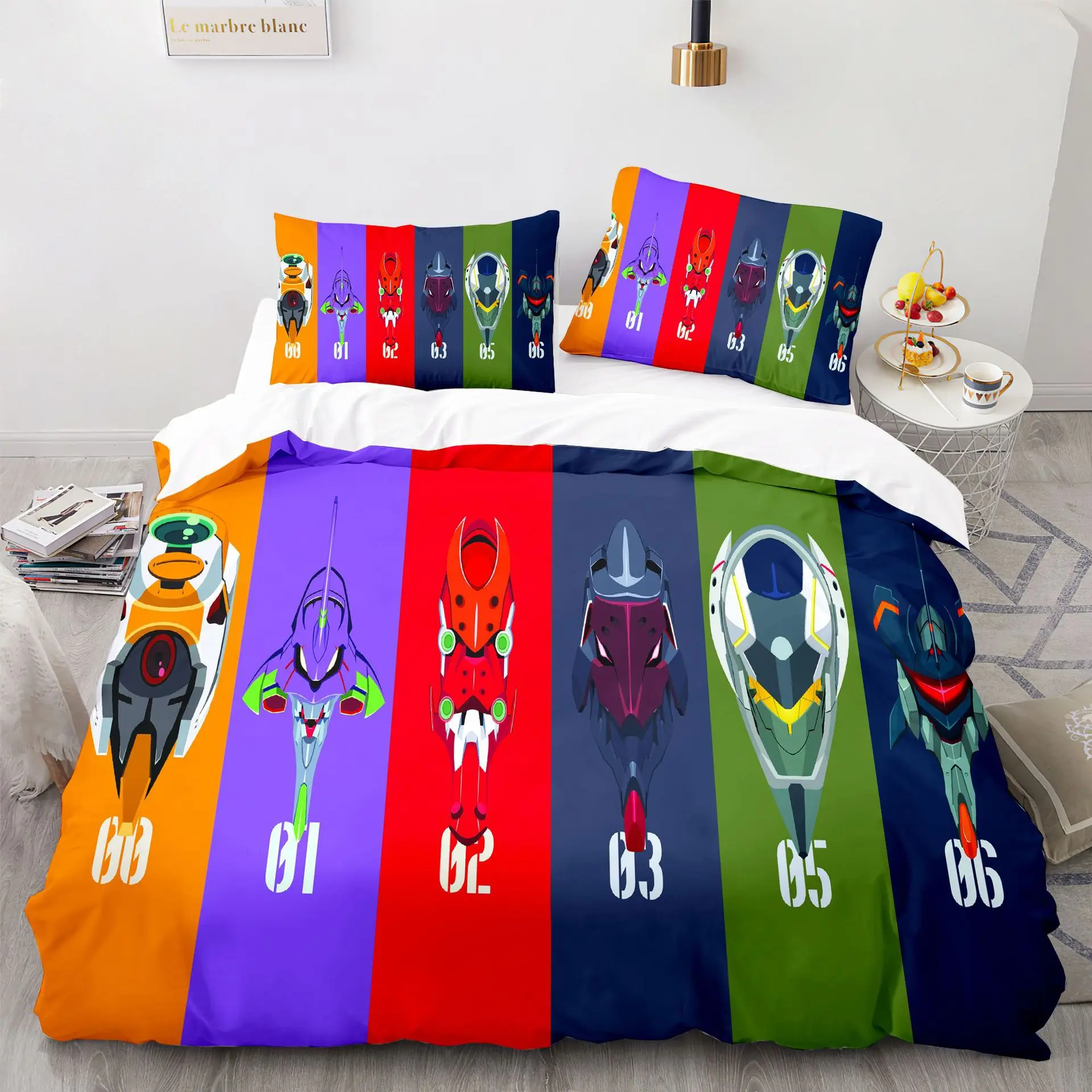 3D Printed Cartoon E-EVANGELION Bedding Set Boys Girls Twin Queen King Size Duvet Cover Pillowcase Bed boys Adult Home Textiles