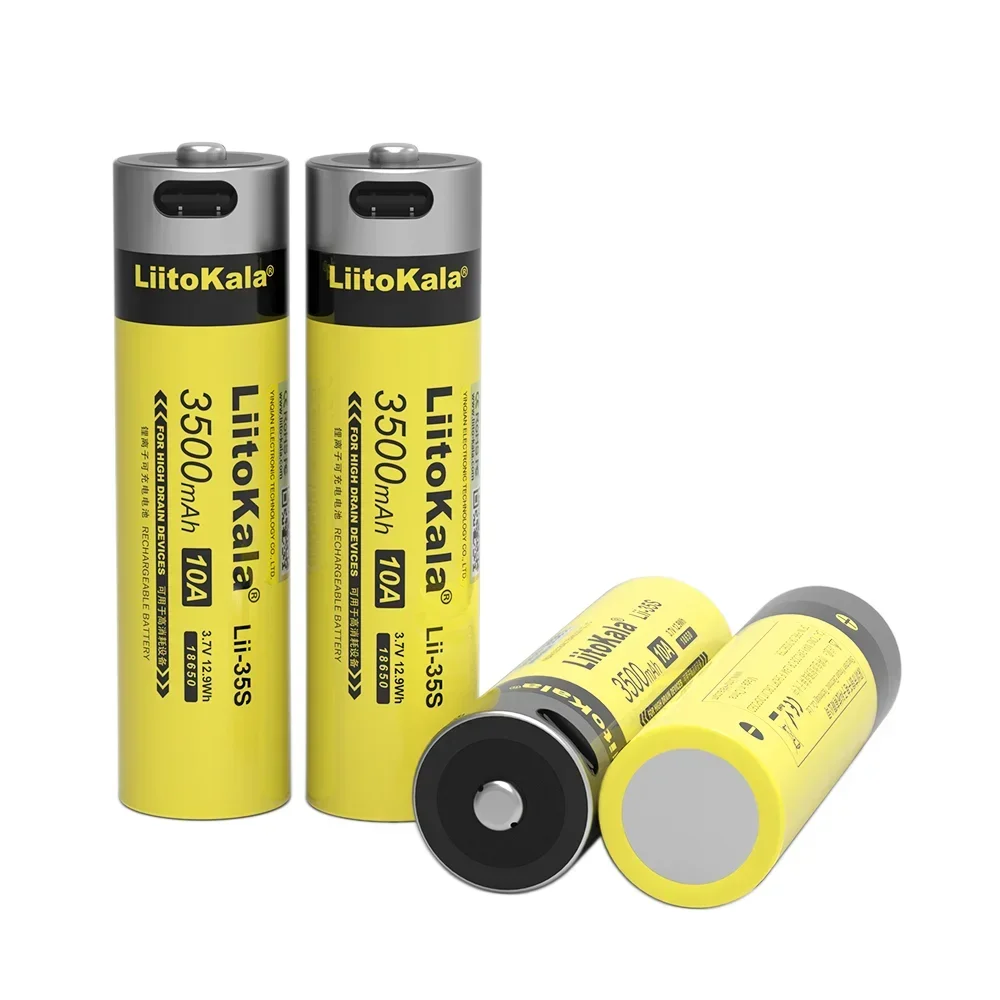 100% جديد LiitoKala LII-35S 3500mAh 3.7 فولت 18650 USB نوع-C بطارية ليثيوم أيون قابلة للشحن لعبة كهربائية بطاريات المصباح
