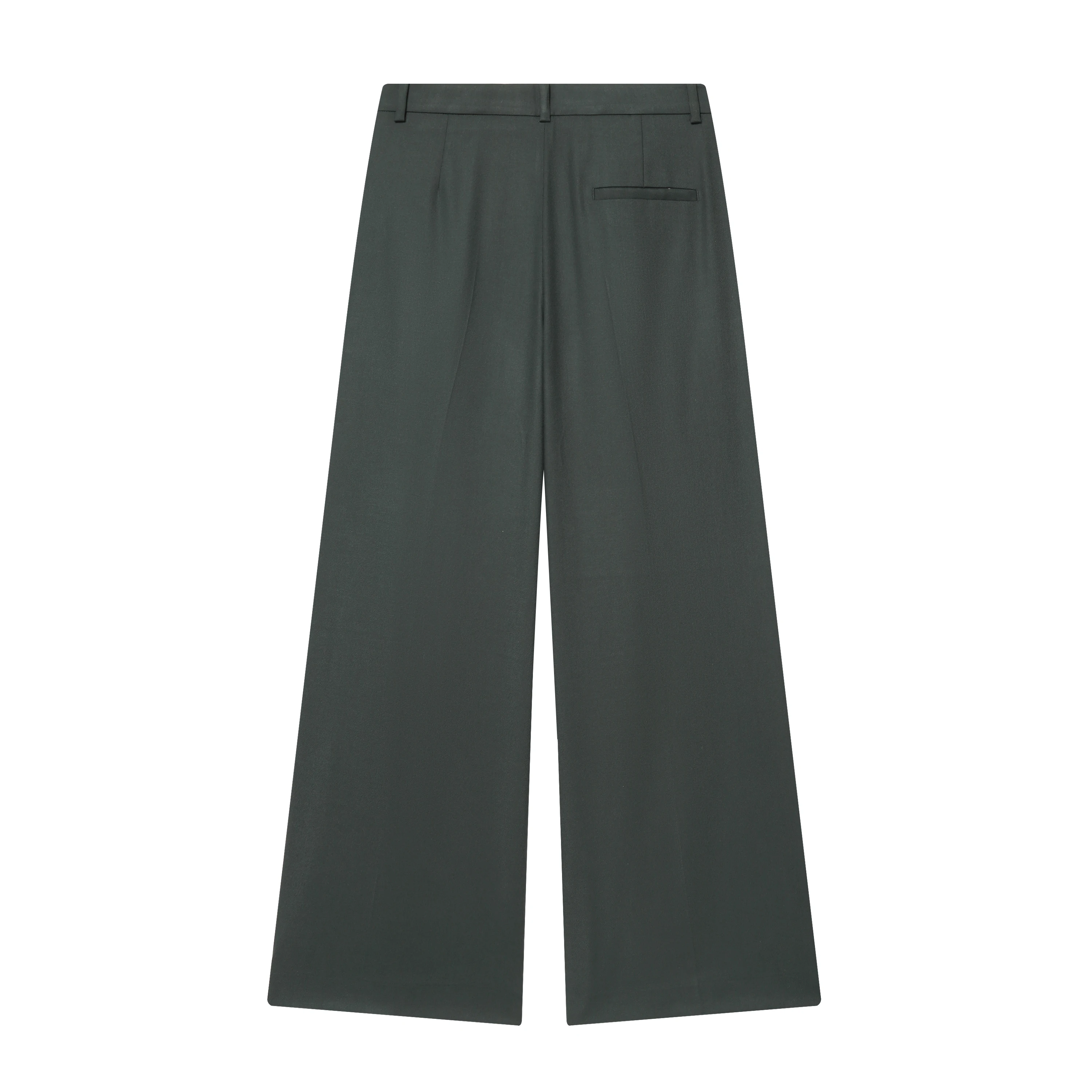 Women's Solid Wide-Leg Pants with Belt and Zipper Closure