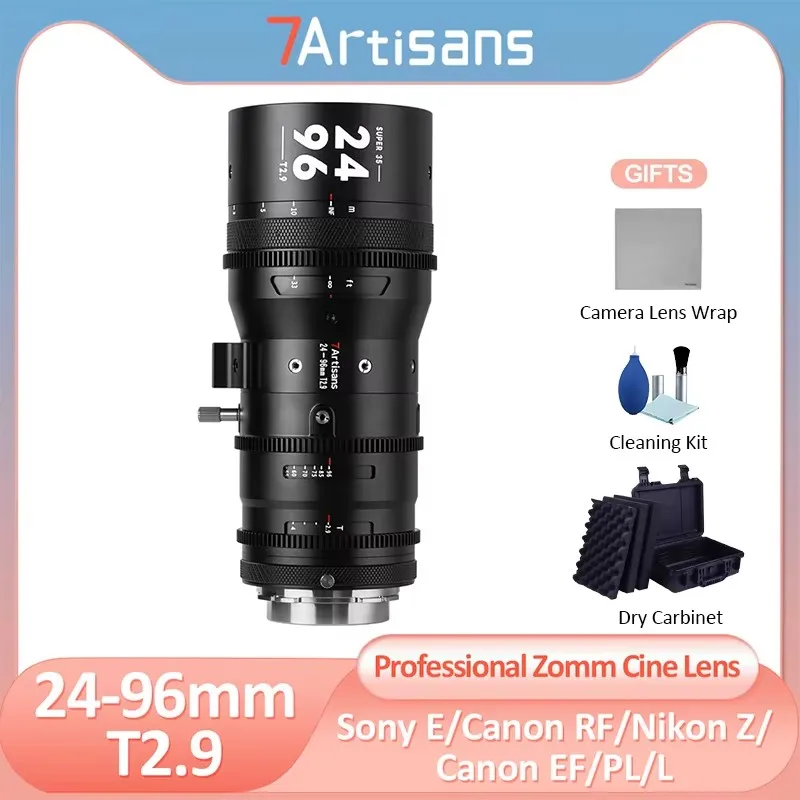 7artisans 24-96mm T2.9 Super 35mm S35 Professional 4X Zoom Cine Lens for PL Canon EF Mount Camera Sony E Nikon Z Sigma Lumix L R