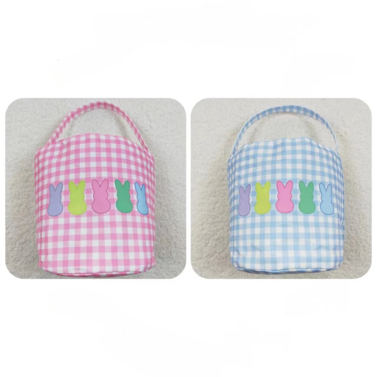 

Wholesale Children Baby Boy Girl Easter Rabbit Plaid Baskets New Design Toddler Holiday Bag