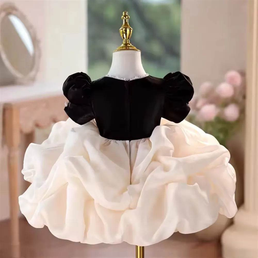 New Luxury Flower Girl Wedding Dress Birthday Baptism Princess Ball Gown Children Fashion Host Piano Performances Dress