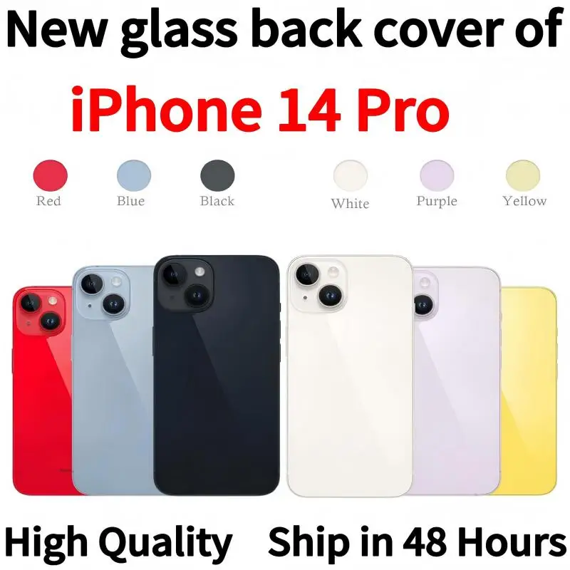 

back glass For iPhone 14 Pro ， Rear Back Glass + 3M Adhesive Fast Replacement Battery Back Cover Housing Case Add Tool