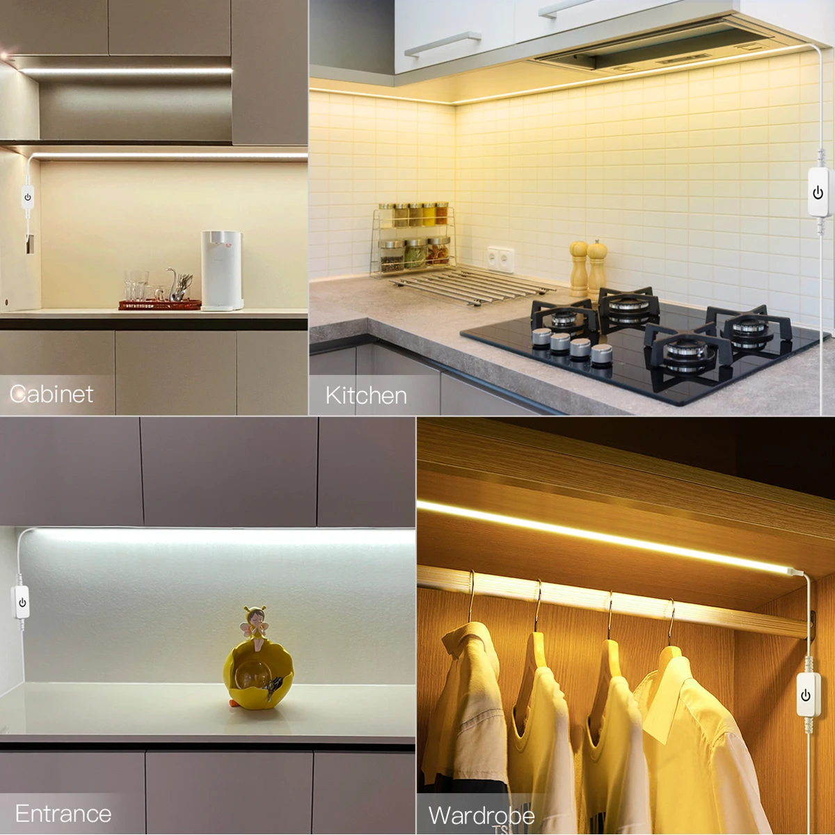 Touch Sensor Dimmable Mirror Light Switch Control Bathroom Dressing Table Backlight Lighting Accessory USB DC5V LED Touch Dimmer