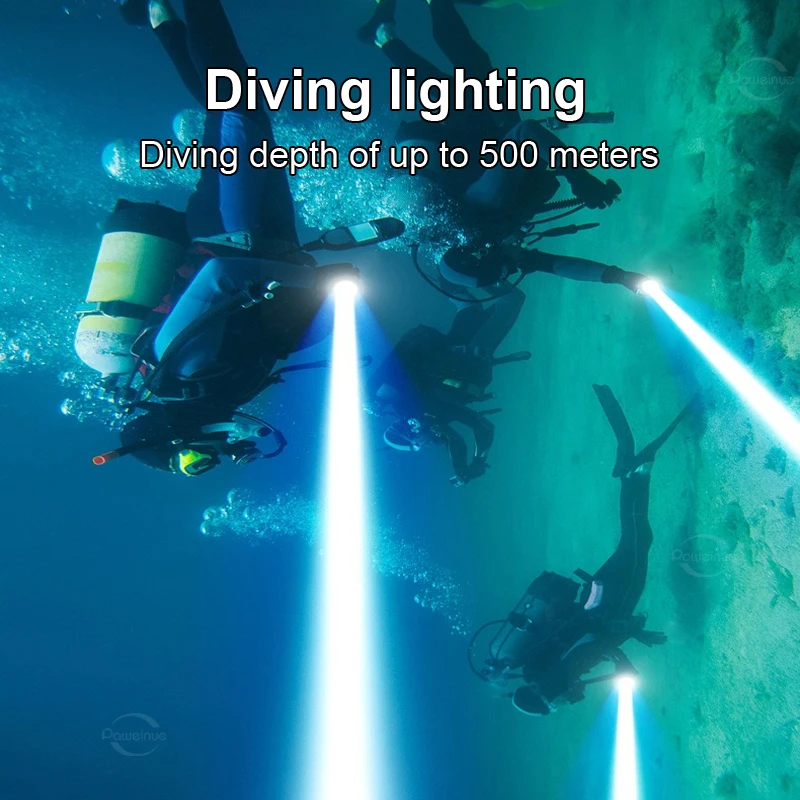 High Power LED Flashlight Diving Underwater Flashlights Professional Diving Torch 18650 IPX8 Scuba Dive Lantern Fishing Hunting