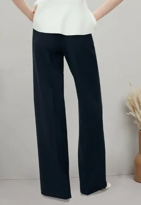 

Autumn Solid Color High Waisted Button Decoration Side Zipper Straight Leg Suit Pants for Women's Fashion Straight Leg Pants
